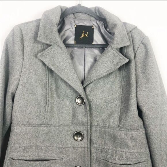 JACK | Gray Button Front Peacoat Jacket Size Large - Picture 3 of 6